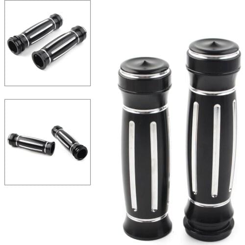 1" CNC Motorcycle Electronic Throttle Hand Grips Handlebar 1Pair For Harley 2008-later Touring / Street Glide FLHX
