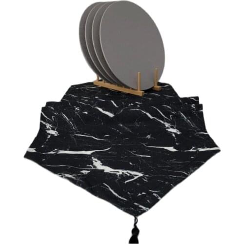 Black Marble Set Tableware Pad Placemat Table Mat Non-Slip Simple Placemats Disc Coaster Placemat for dinner 5 pieces
