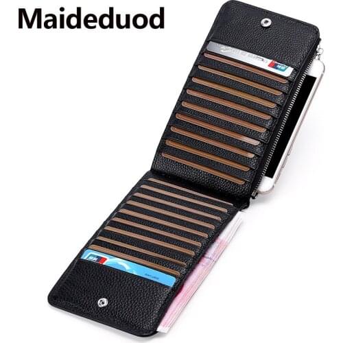 New fashion Men Ultra-Thin Genuine Leather Big-Capacity Long Cards Package Multi-Card Bit Wallet Bag Man Bank Credit Card Holder