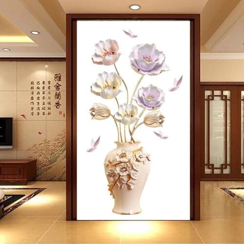 New 5D wall sticker HD Tulip vase PVC removable waterproof DIY stickers TV backdrop decorative painting creative wallpaper
