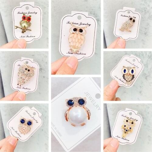 Creative New Owl Brooch Alloy Crystal Corsage Clothing Ornament