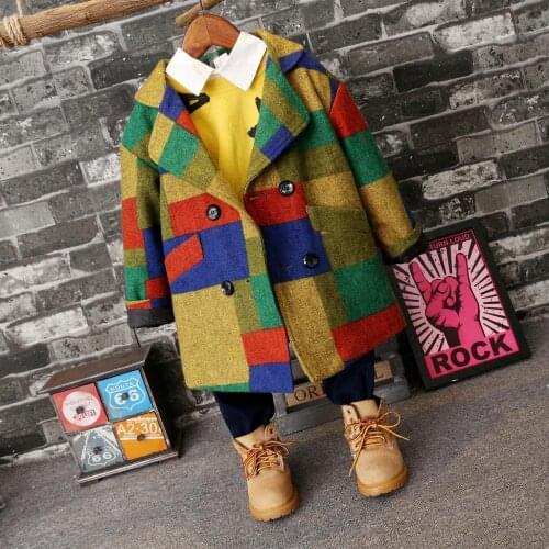 2020 Fall Winter Clothes New Childrens Woolen Thicken Jacket Boys & Girls Long Trench Coat Baby Kids Woolen Coat Outerwear X91