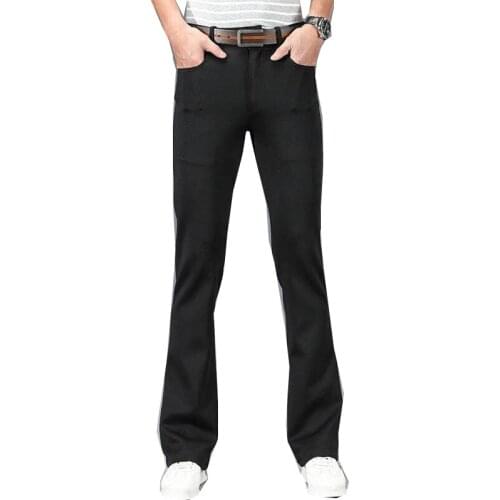 Pantalones vaqueros acampanados grandes para hombre, Jeans elásticos negros de corte de pierna, holgados, de diseñador, clásicos