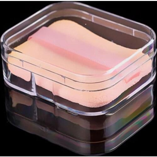 Portable Clear Storage Box Necklace Ring Organizer Rectangle Powder Puff Holder