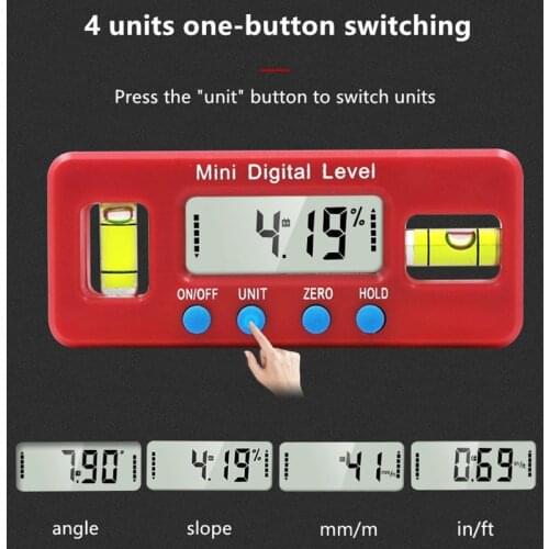 4 in 1 Precision Mini Digital Protractor Inclinometer Angle Finder Electronic Level Built-in Magnets Bottom Angle Measuring Tool