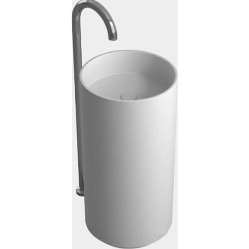 Bathroom Round Pedestal Freestanding Vessel Wash sink Solid surface stone wash basin RS38374