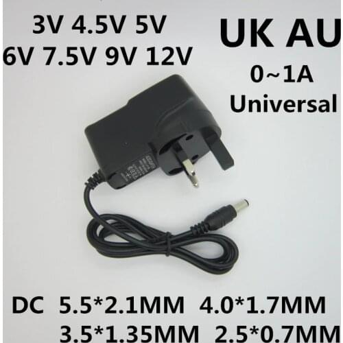 AC 110-240V DC 3V 4.5V 5V 6V 7.5V 9V 12V 0.5A 1A Universa Adapter Power Supply Charger 12 V Volt for LED Light Strips UK/AU Plug