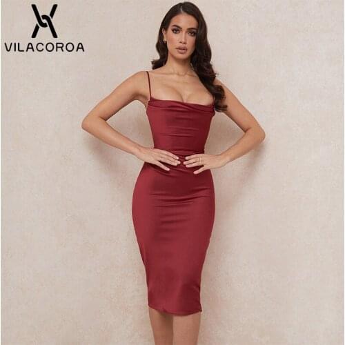 Womens Sexy Sling Bodycon Sleeveless Dress Slim-Fitting High Waist Midi Female Grown Dress Elegant Ladies Dress Party