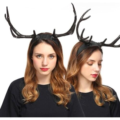 Antlers Headband Halloween Elk Headwear for Halloween Party Wear Deer Horn Hair Band Christmas Headpiece Party Supplies