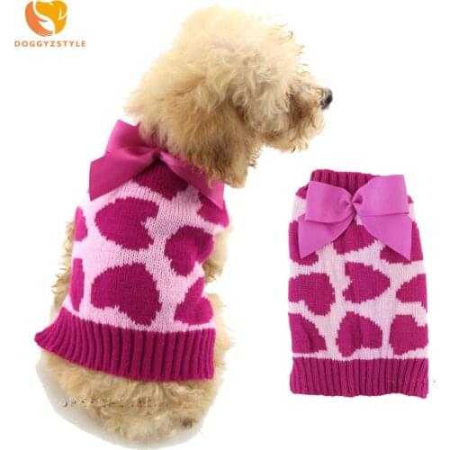 Cute Heart Dog Cat Sweater Winter Pet Puppy Knit Coat Outwear Apparel Warm Pet Dog Clothes for Chihuahua Teddy DOGGYZSTYLE