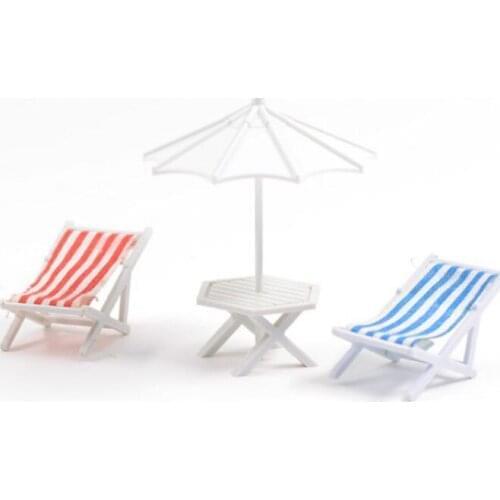 1 Set/lot Architecture Building Materials DIY Handmade Model Sand Table Model With Sun Umbrella Table Beach Lounge Chair