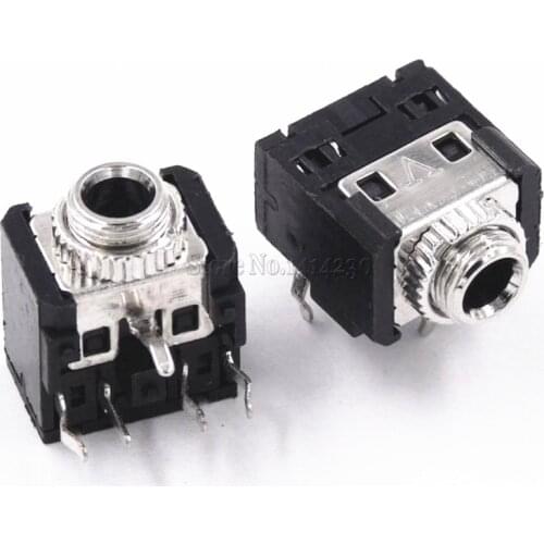 10Pcs PJ306M PJ-306M 3.5mm Female Audio Connector 5 Pin DIP Stereo Headphone Jack With Nut