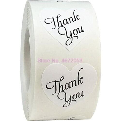 100 rolls 1inch Heart thank you Stickers seal labels scrapbooking stickers for Package,wedding decoration stationery sticker