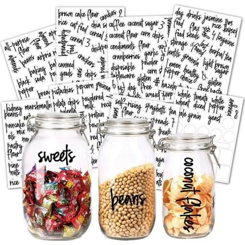 168Pcs Pantry Label Sticker For Containers Preprinted Waterproof Kitchen Storage Self-Adhesive Kitchen Food Label Stickers