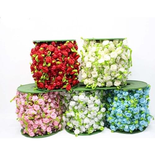 25 Meter/lot Handmade Artificial Rose Pearl Beads Line Strings DIY Pearl Necklace For Wedding Party Christmas Hanging Decoration