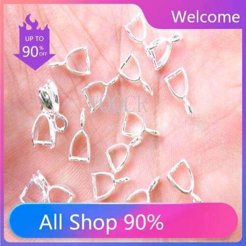 50PCS/Lot 925 Silver Clasps Pinch Clips Bails Charm Melon Seeds Buckle Pendant DIY Necklace Bracelet Connectors Jewelry Finding
