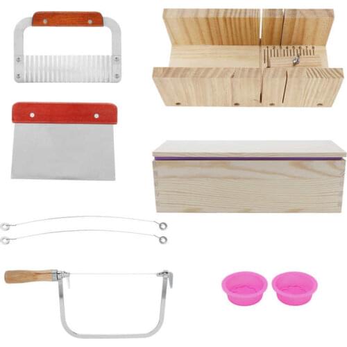 9Pcs 1200ml Silicone Soap Molds Kit Wood Bread Cutter DIY Soap Making Cutting Tool
