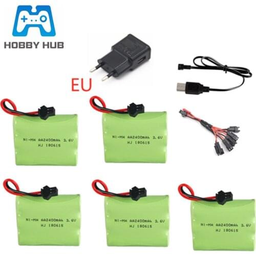 3.6V 2400mah Ni-MH Battery and 3.6v Charger For Rc toy Car Boat Tank Train Robot Gun AA 3.6v 700mah Rechargeable Battery Pack