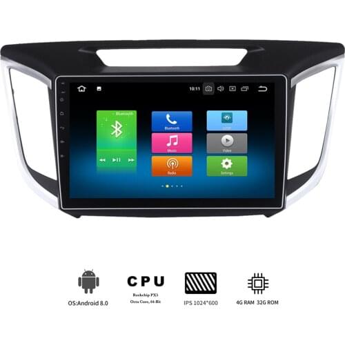 Android 9.0 Car Multimedia Player For Hyundai ix25 2014 2015 2016 2017 radio 2 din GPS Navi Octa Core 2.5D IPS screen wifi BT