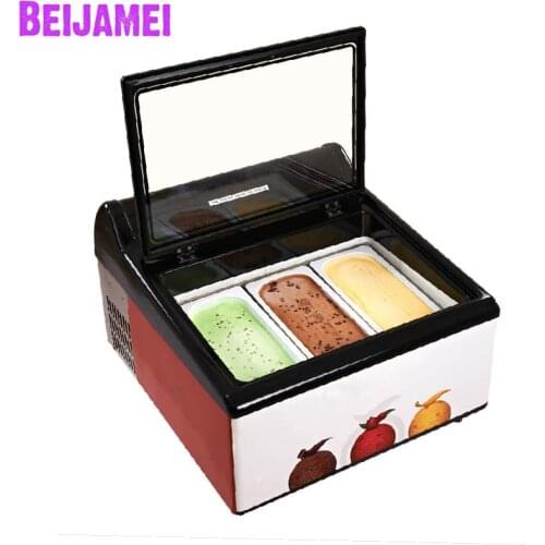 Beijamei New Arrival 3 pans tabletop gelato display freezer electric countertop ice cream gelato showcase cabinets