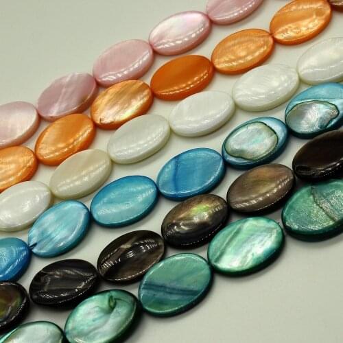 Free Shipping Fashion Jewelry 13*18mm Beautiful Mother of pearl Shell Oval Loose Beads 15" FG7155
