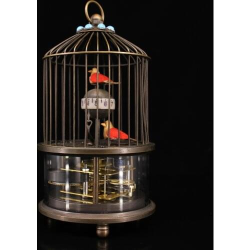Antique craft Birdcage Model Mechanical Clock,Vintage mechanical clockwork clock,Chinese Old Copper Bird Cage hour meter