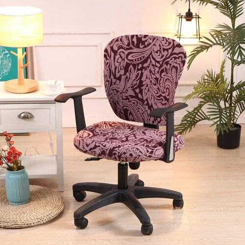 36Printed Modern Spandex Computer Chair Cover 100%Cotton Elastic Fabric Office Split Chair Cover Easy Washable Removeable