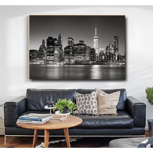 Black And White Beautiful Night View Architecture Canvas Painting Poster Wall Art Print Printing Bedroom Living Room Home Decora
