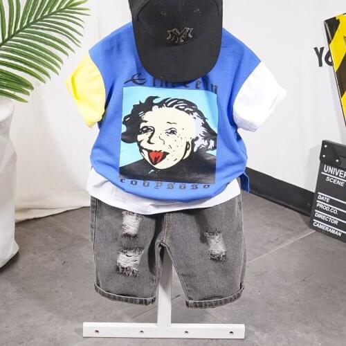 2020 Summer Baby Boy Children Denim Shorts Suit T-shirt Shorts Boys clothes Kids Blue sets Clothes 2-7