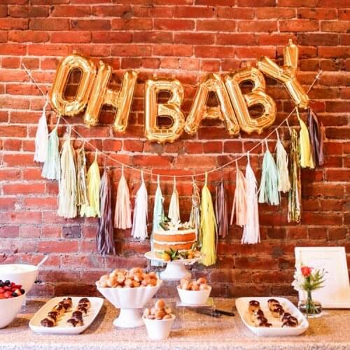 1set 16inch Rose Gold Silver Oh Baby Letter Foil Balloons Banner for Christening Baptism Gender Reveal Party Decoration