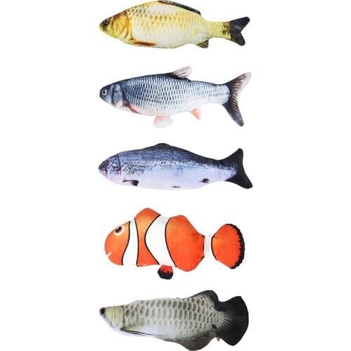 Interactive Cat Plush Toy Electric Flopping Fish Realistic Wiggle Moving Fish Puppy Pet Dogs Cat Chew Molar Toys