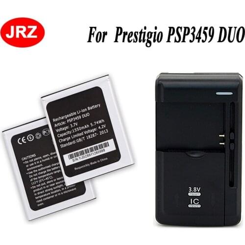 JRZ LOT=2PC for Prestigio Wise OX3 Wize N3 PSP3459 DUO Phone Battery PSP3459 DUO 1550mAh Hight Capacity Batteries+Charger