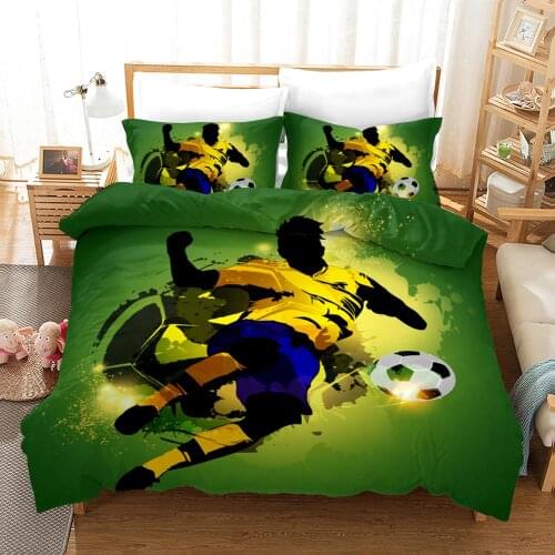 Football Player Soccer Bedding Cover Set Quilt Duvet Cover Pillowcases Bed Linens Set 2-3PCS Twin Queen King Size