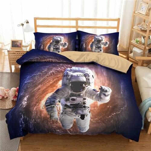 2-3 Pcs 3D Space Astronaut Bedding Set for Boys Adult Kids Child Duvet Cover Set Pillowcase Comforter Quilt Cover Bedclothes