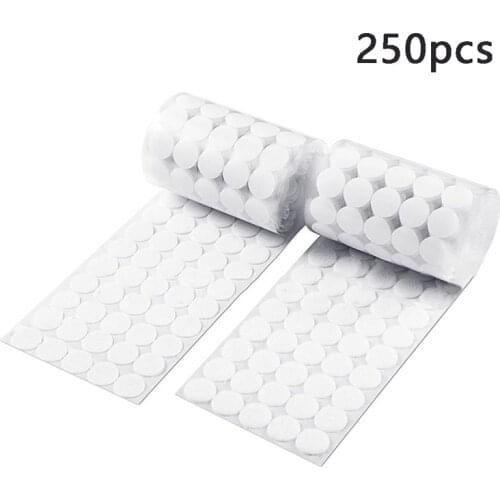 250 Pcs Dots Self Adhesive Fastener Tape 10mm Round Coins Hook Loop Disc Velcros Adhesive Strong Glue Magic Sticker
