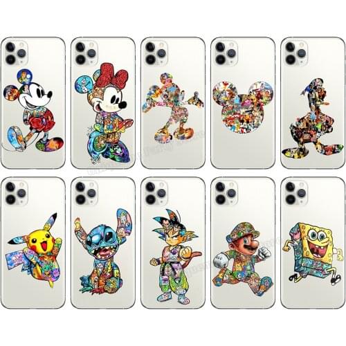 Disney Mickey Mouse Phone Case Transparent Cartoon Minnie Mobile Phone Cover Anti-fall Phone Shell for IPhone Xr Xs 6 7 8 11 12