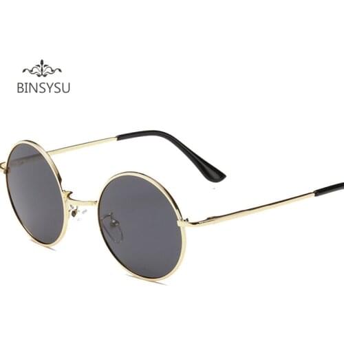 Fashion Polarized Retro Round Glasses Men Women Metal Round Sunglasses Vintage Small Hippie Glasses Circle Lenses