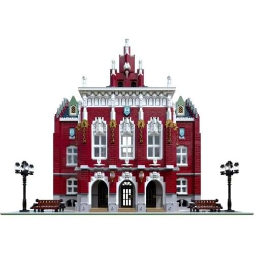 Modular Buildings City Streetview brickAtive The University Red Bricks MOC Model Blocks Brick Toys for Children Gift