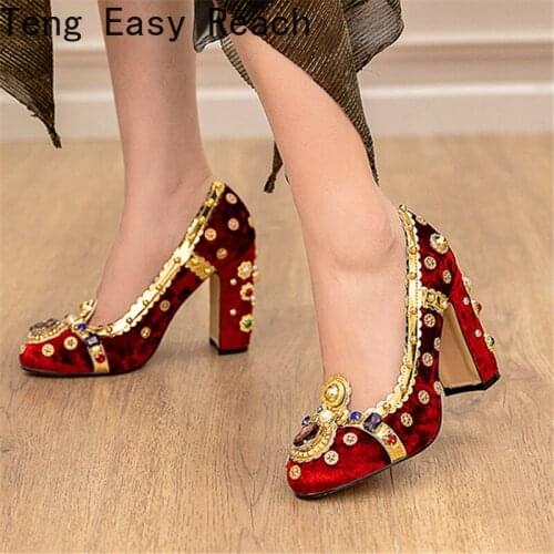 High Heels Rhinestones Wedding Shoes Women Luxury Pearl Womens Shoes with Round Head Rhinestones Satin Evening Party Ladiesshoe