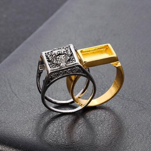 2020 new Punk Box Lion ring Biker style male rings Set Hip Hop Viking Secret Kingdom Lion King Big Ring Fashion Animal Jewelry