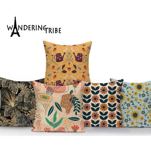 New Plant Style Throw Pillow Covers Sofa Decorative Covers Pillowcase Flowers Pattern Cushions Petal Printing Home Cushion Cover