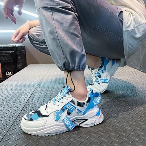 New Sports Shoes Fashionable Breathable Mesh Mens Fitness Shoes Casual Color Matching Running Shoes Platform Non-slip Sneakers