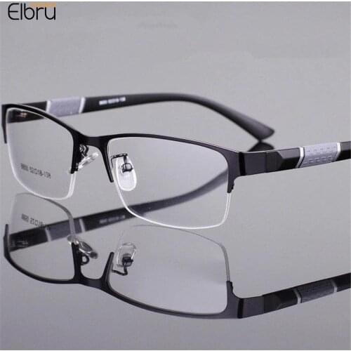 Elbru New Myopia Glasses Men and Women High Quality Half Frame Diopters Business Office Shortsighted Eyeglasses With-100 to-600