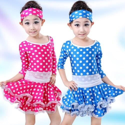 New Kids Modern Ballroom Dance Costume Long Sleeve Girls Latin Dancing Dress Kid Ballet Tutu Dance Costume Free Shipping 16