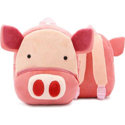 Cartoon Pig Plush Backpack Stuffed Animal Kid Cute Kindergarten School Bag For 2-4 Years