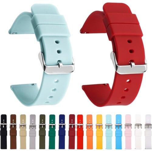 14mm 16mm 18mm 19mm 20mm 21mm 22mm 24mm Replace Silicone Watch Band Strap Universal Soft Rubber Sport Watchband Bracelet w Pins