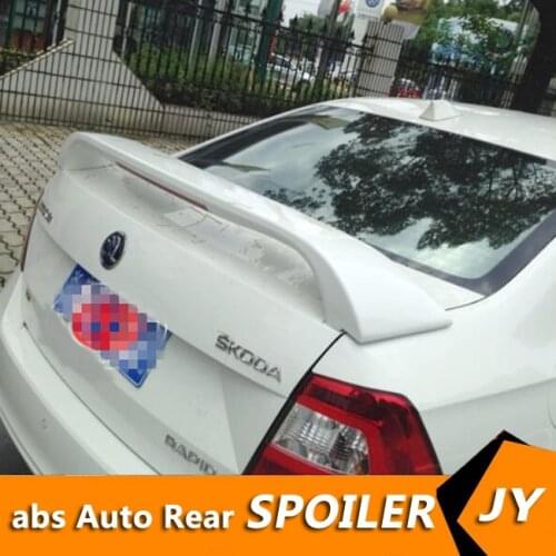 For Skoda Rapid Spoiler 2012-2016 Rapid spoiler High Quality ABS Material Car Rear Wing Primer Color Rear Spoiler