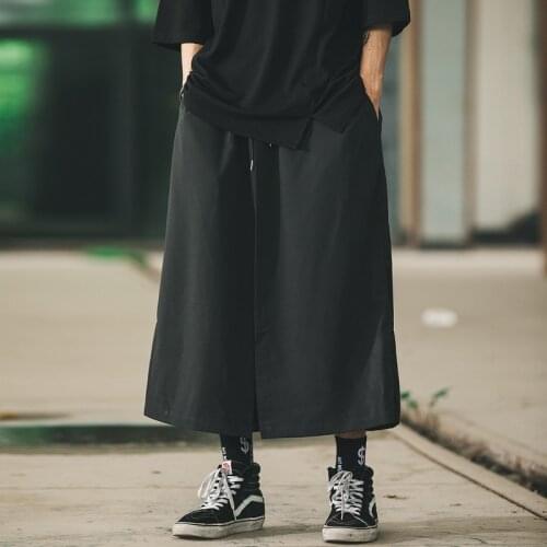 Style wide-leg casual pants mens and womens wide-leg pants dark big-leg pants hair stylist tide brand skirt pants