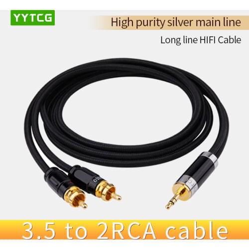 YYTCG Hifi 3.5mm to 2RCA Cable Hi-end Copper and Silver-plated 3.5 Aux to Dual RCA Audio Cable