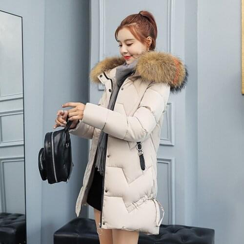 Womens winter jacket high-end new fashion Slim large fur collar down cotton cotton jacket temperament wild womens clothing